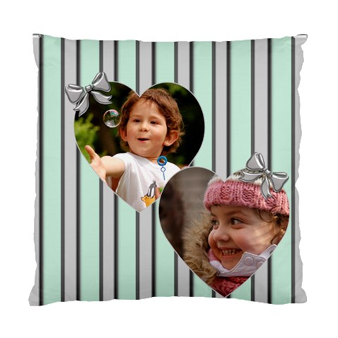 Silver And Green Love Cushion (2 Sided) By Deborah Back