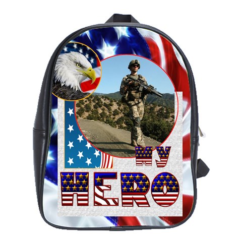 My Hero Us Military  Large School Bag Back Pack By Catvinnat Front