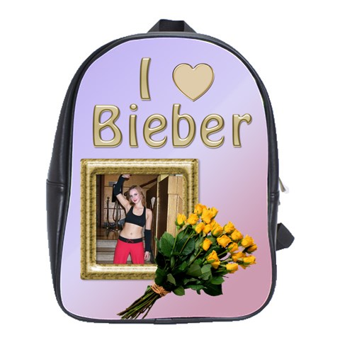 I Love Bieber (large) School Bag By Deborah Front