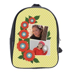 School Bag (Large)- Red Flowers