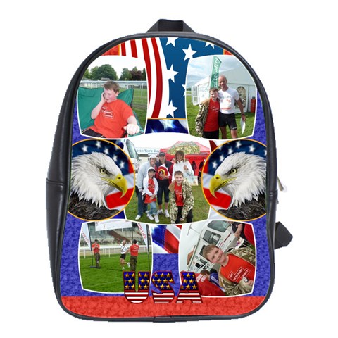 Usa  Large School Bag Back Pack By Catvinnat Front