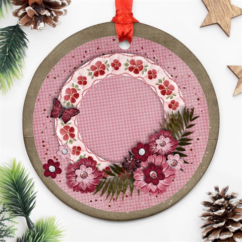 Sweet Pink Flowers Ornament Front