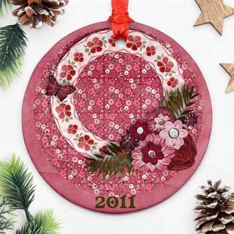 Sweet Pink Flowers Ornament Back