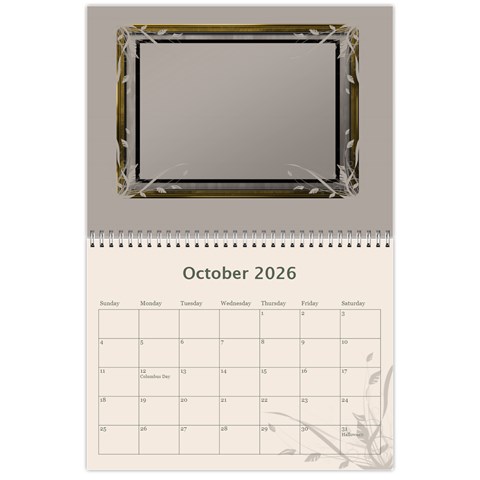 Cream Classic 2026 (any Year) Calendar By Deborah Oct 2026