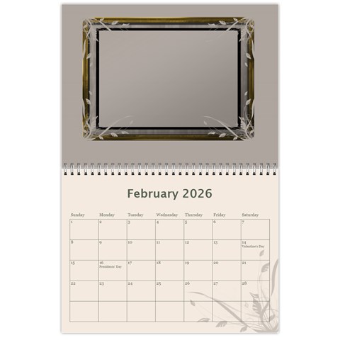 Cream Classic 2026 (any Year) Calendar By Deborah Feb 2026