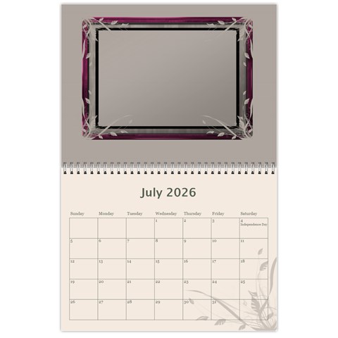 Cream Classic 2026 (any Year) Calendar By Deborah Jul 2026