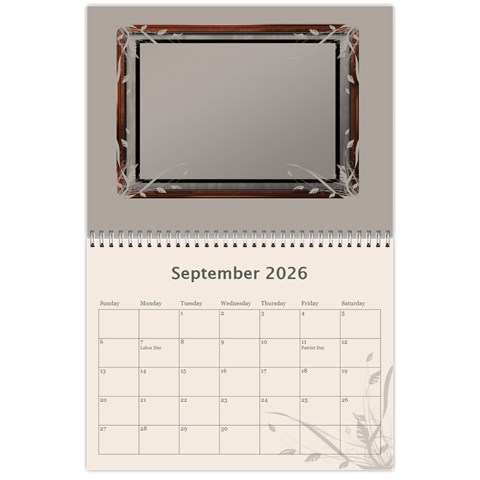 Cream Classic 2026 (any Year) Calendar By Deborah Sep 2026