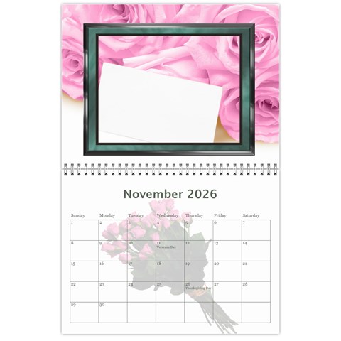 Roses For You (any Year) 2026 Calendar By Deborah Nov 2026