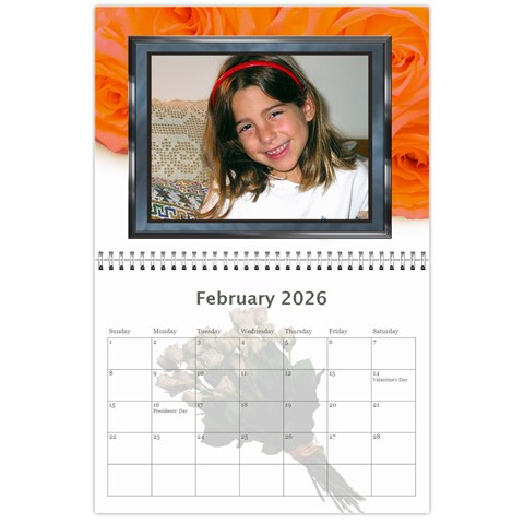Roses For You (any Year) 2026 Calendar By Deborah Feb 2026