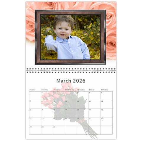 Roses For You (any Year) 2026 Calendar By Deborah Mar 2026