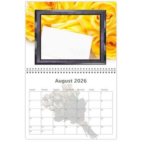 Roses For You (any Year) 2026 Calendar By Deborah Aug 2026