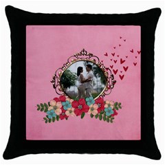 Throw Pillow Case (Black)- Love Love Throw Pillow Case (Black)- Love Love