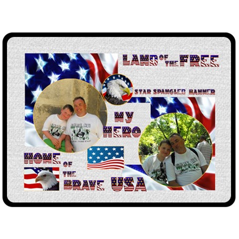 Land Of The Free Us Military Extra Large Fleece By Catvinnat 80 x60  Blanket Front
