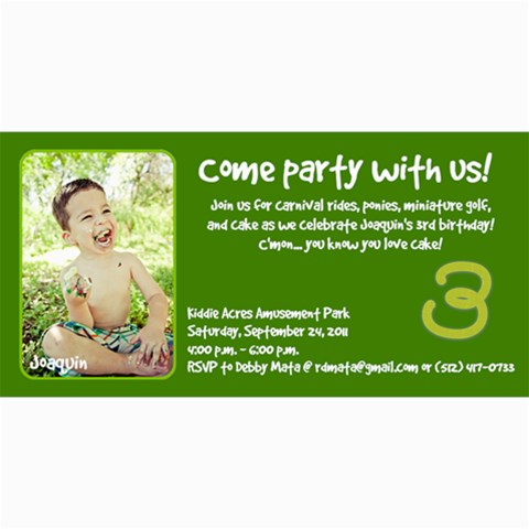 Joaquin Is Turning Three! By Debby Mata 8 x4  Photo Card - 1