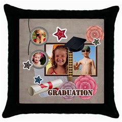 graduation - Throw Pillow Case (Black)