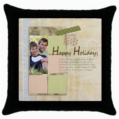 happy holiday - Throw Pillow Case (Black)