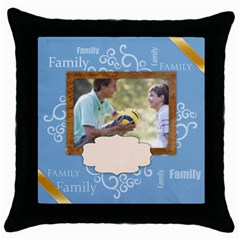 family - Throw Pillow Case (Black)