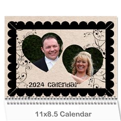 Twin Hearts Neutral Wedding Celebration Calendar 2024 - Wall Calendar 11  x 8.5  (12-Months)