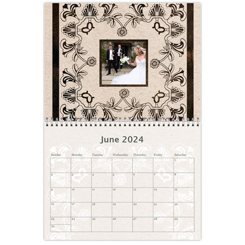 Twin Hearts Neutral Wedding Celebration Calendar 2024 By Catvinnat Jun 2024
