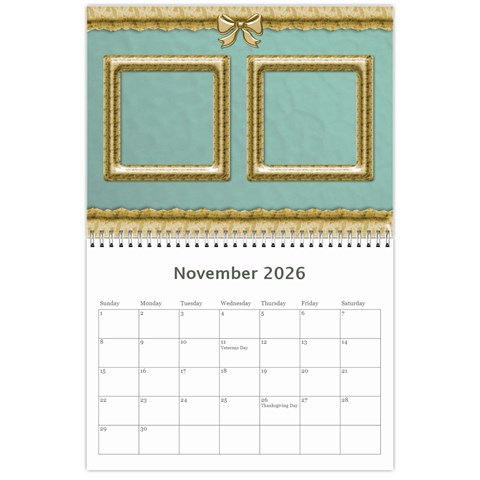 Formal Elegant 2026 (any Year) Calendar By Deborah Nov 2026