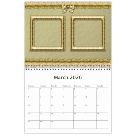 Formal Elegant 2026 (any Year) Calendar By Deborah Mar 2026