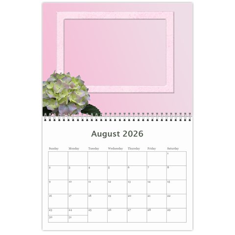 Hydrangea Delight 2026 (any Year) Calendar By Deborah Aug 2026