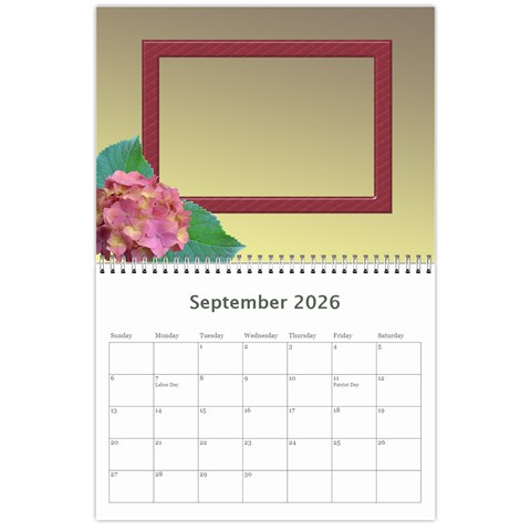 Hydrangea Delight 2026 (any Year) Calendar By Deborah Sep 2026