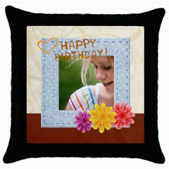 happy birthday - Throw Pillow Case (Black)