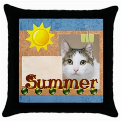 happy pet (5 styles) - Throw Pillow Case (Black)