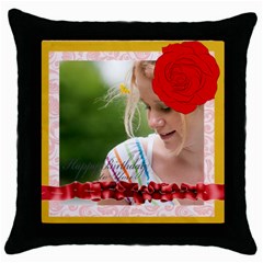 happy birthday - Throw Pillow Case (Black)