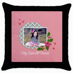 Throw Pillow- My Sweet Lil Princess - Throw Pillow Case (Black)