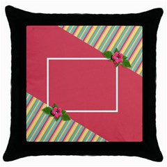 Throw Pillow- Stripes - Throw Pillow Case (Black) Throw Pillow- Stripes - Throw Pillow Case (Black)