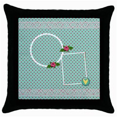 Throw Pillow-  Red Polka (5 styles) - Throw Pillow Case (Black)