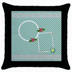 Throw Pillow-  Red Polka - Throw Pillow Case (Black)