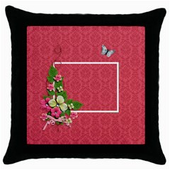 Throw Pillow - Flower Power - Throw Pillow Case (Black)