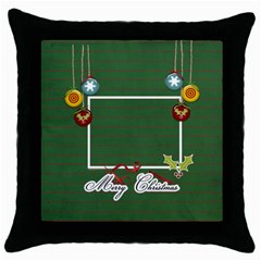 Throw Pillow- Merry Christmas - Throw Pillow Case (Black)