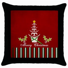 Throw Pillow- Merry Christmas 2 - Throw Pillow Case (Black)