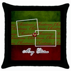 Throw Pillow- Merry Christmas 3 - Throw Pillow Case (Black)