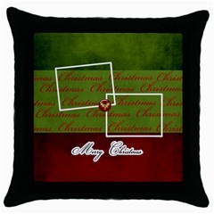 Throw Pillow- Merry Christmas 3 - Throw Pillow Case (Black)