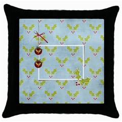 Throw Pillow- Christmas Blue - Throw Pillow Case (Black)