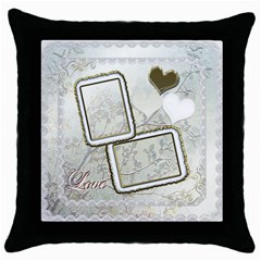 Wedding love gold white throw pillow case - Throw Pillow Case (Black)