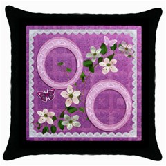 Spring Purple pink throw pillow case - Throw Pillow Case (Black)