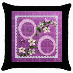 Spring Purple pink throw pillow case - Throw Pillow Case (Black)