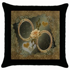 Neutral gold throw pillow case - Throw Pillow Case (Black)