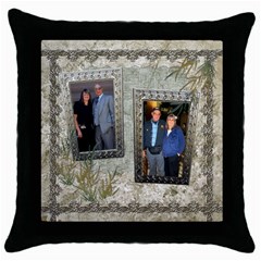 Neutral shadow frame throw pillow case - Throw Pillow Case (Black)