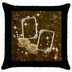 Neutral gold star rose throw pillow case - Throw Pillow Case (Black)