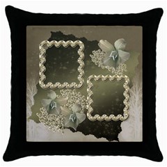 Neutral silver wedding throw pillow case - Throw Pillow Case (Black)