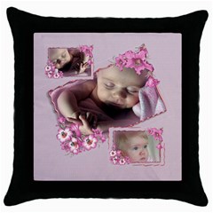 My Pink Petunia - Throw Pillow Case (Black)