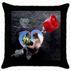 Red Rose Throw Pillow - Throw Pillow Case (Black)