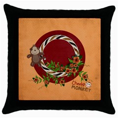 Cheecky Monkey/Kids- pillow (1side) - Throw Pillow Case (Black)